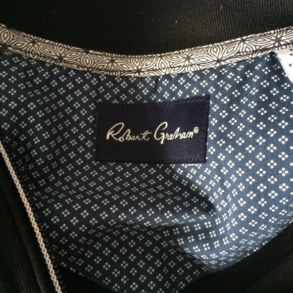 Robert Graham Mens Bomber Jacket Medium Black Long Sleeve Full Zip - Picture 3 of 6